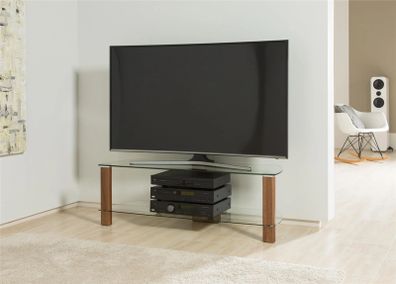 Alphason Century 1200 Tv Stand - Walnut & Clear Glass | Adce1200-wal
