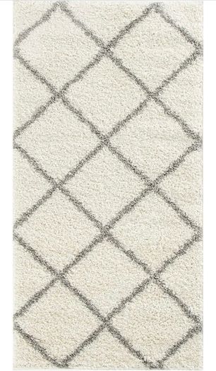 Modern Moroccan Design Rugs for Living Room, Bedroom, Hallway, 3 cm Thick Area Rugs, Diamond Ivory/Grey, 80x150cm (FREE POSTAGE)