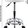 PU Leather Round Rolling Stool with Foot Rest Swivel Height Adjustment Medical Spa Drafting Salon Tattoo Work Office Massage Stools Task Chair Small (FREE POSTAGE) Image 2