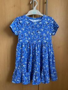 Girls Blue Floral Dress - see 2 pics.