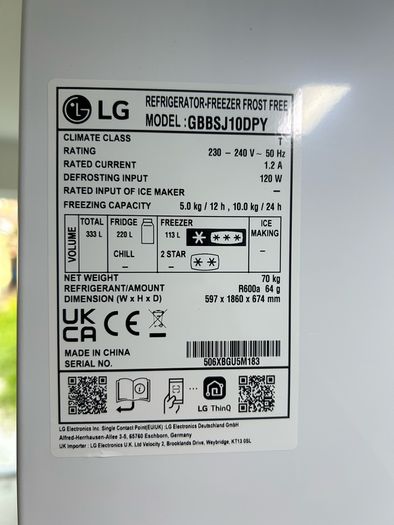 LG Fridge Freezer 60/40 - 7 months old