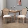 Set of 2 Dining Chairs, Viennese Cane, Solid Wood, 49 cm x 56 cm x 96 cm, Cream White + Natural Image 4