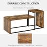 Coffee Tables Nesting Table Set of 2 Side Table w/ Metal Frame for Living Room Bedroom Black & Brown Image 7