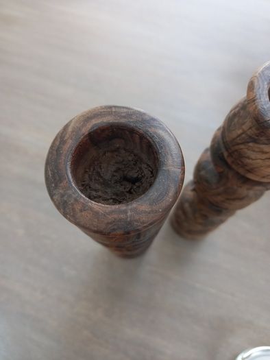 lovely pair of wooden african art handcrafted candlessticks