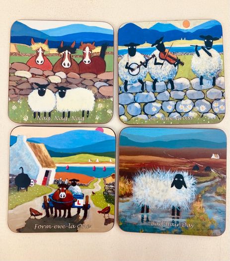 Silly Sheep Coasters x4