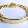 Men's ID Bracelet 18k Yellow Gold Plated Identification Cuff Bangle length 8" Image 4