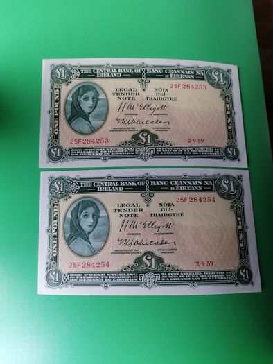1959 Irish One Pound Banknotes
