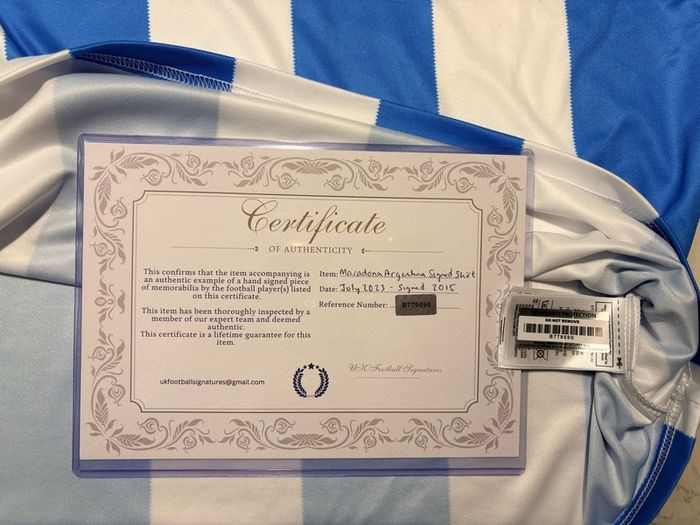Diego Maradona Hand Signed Shirt Signed in 2015 Argentina + COA