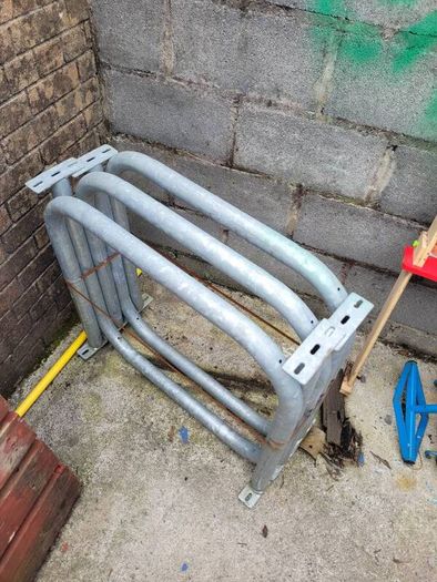 galvanised bike rack hoop bridges.