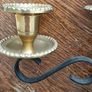 Pair of Vintage Brass and Black Metal 3-Arm Candelabrum Image 5