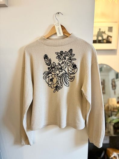 Hand embroidered Zara knit top