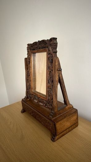 Hand-Carved Wooden Mirror