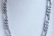 Vintage Sterling Silver 925 Figaro Necklace 20" Long Chain Link Flat Vintage Silver Sterling Gift Men 37,6g