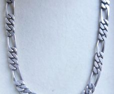 Vintage Sterling Silver 925 Figaro Necklace 20" Long Chain Link Flat Vintage Silver Sterling Gift Men 37,6g