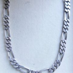 Vintage Sterling Silver 925 Figaro Necklace 20" Long Chain Link Flat Vintage Silver Sterling Gift Men 37,6g