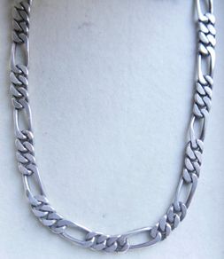 Vintage Sterling Silver 925 Figaro Necklace 20" Long Chain Link Flat Vintage Silver Sterling Gift Men 37,6g