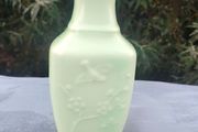 Vintage Celadon Green Glass Embossed Bottle