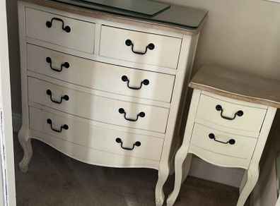 chest of drawers and bedside table