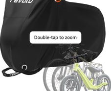 Bike Cover for 3 Bikes 210T Waterproof Outdoor  Bicycle Storage, Black Cover with Lock Hole, 2 Windproof Buckles & Storage Bag, UV Protection for Mountain & Road Bikes (220/120/110cm)