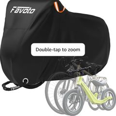 Bike Cover for 3 Bikes 210T Waterproof Outdoor  Bicycle Storage, Black Cover with Lock Hole, 2 Windproof Buckles & Storage Bag, UV Protection for Mountain & Road Bikes (220/120/110cm)