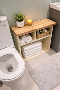 Handmade Solid Wood Bathroom Storage Unit / Console Table