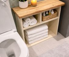 Handmade Solid Wood Bathroom Storage Unit / Console Table