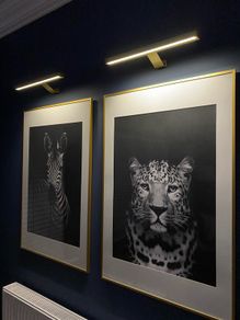 2 x Black & White Wall Art plus Picture Lights