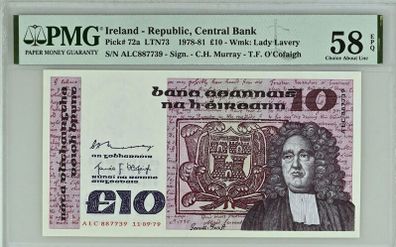 Ireland | 1979 | 10 Pounds | P.72a | ALC 887739 | 58 EPQ | Choice About UNC