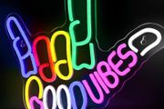 Good Vibes Neon Sign, Dimmable Gesture Neon Signs With Switch, Colorful USB Powered LED Light Up Signs for Wall Decor, Game Room, Bedroom, Party Club Decor