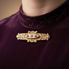 9 Carat Gold Diamond and Sapphire Art Nouveau Brooch