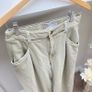 ASOS DESIGN Washed Khaki Laundered Cropped Wide Leg Trousers Pants - UK 10 12 Image 3