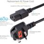 10ft (3m) UK Computer Power Cable, 18AWG, BS 1363 to C13, 10A 250V, Black Replacement AC Power Cord, Kettle Lead / UK Power Cord, Power Supply Cable, TV/Monitor Power Cable (PXT101UK3M) Image 2