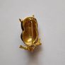 Gold Tone Orange Enamel Owl Brooch Image 3