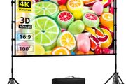 Projector Screen and Stand,Towond 100 inch Indoor Projection Screen Portable Outdoor Projection Screen 16:9 4K HD Rear Front Movie Screen