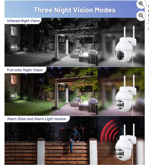 GALAYOU 2 pack - 2K Security Camera Outdoor, 360 CCTV Camera, Home Security WiFi Camera with Color Night Vision, Pan-Tilt View
