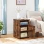 Bedside Table with 1 Open Compartment and Door, Side Table for Bedroom, Living Room, Office, 40 x 40 x 60 cm, Vintage Brown Image 2
