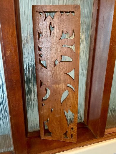Hand Carved Long Balinese Wooden Sunflower Floral Relief Wall Art Decor Panel
