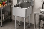 Stainless Steel Prep &amp; Utility Sink, 1 Compartment Free Standing Small Sink Include Faucet &amp; legs