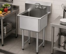 Stainless Steel Prep & Utility Sink, 1 Compartment Free Standing Small Sink Include Faucet & legs