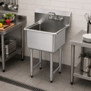 Stainless Steel Prep & Utility Sink, 1 Compartment Free Standing Small Sink Include Faucet & legs