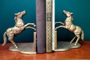 Vintage brass horse bookends