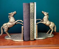 Vintage brass horse bookends