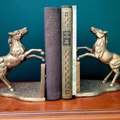 Vintage brass horse bookends