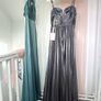 Dark Grey Double-Strap Glitter Pleated Long Gown Image 3