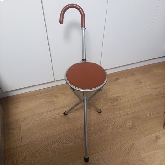 Vintage Tirion Folding Chair Walking Stick with Tripod Legs