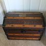 antique victorian barrel top steamer trunk Image 4