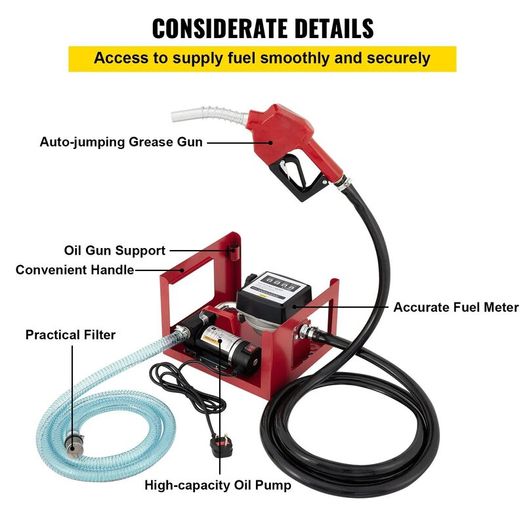 40L Diesel Fuel Transfer Pump, 300W Self-Priming Oil Pump with Automatic Meter Counter, Heating Oil & Diesel Suction Pump