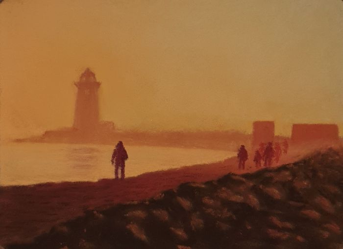 Lighthouse Scene in soft pastel