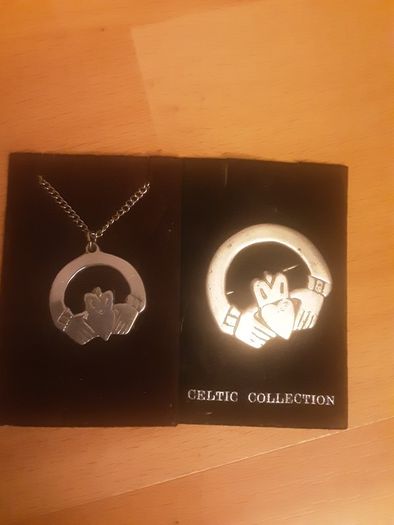 Jewellery/Celtic Collection .. Claddagh Brooch and Pendant on a Chain Both for 14.00euro .. Price Drop