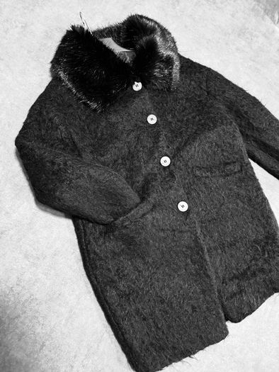 S Italy wool and mohair coat black